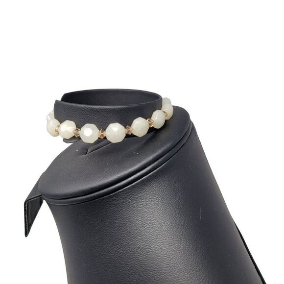 Artisan Handmade 925 Sterling Silver White Quartz Bicone Beaded Bracelet Healing - Picture 14 of 16